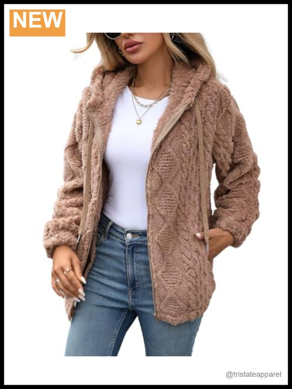 Womens Fleece Jacket Full Zip Sherpa Hooded Coat Fall Winter